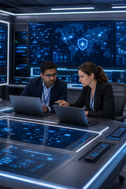 Security team reviewing network vulnerability assessment findings