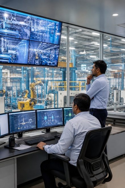 Plant command view using AI to monitor industrial operations and exceptions